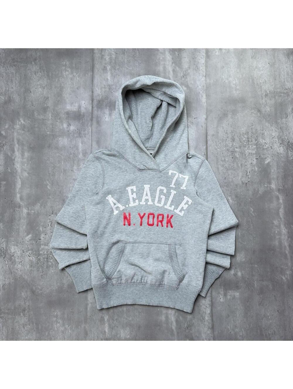 Y2K Grey American Eagle Grunge Skater Boxy Hoodie